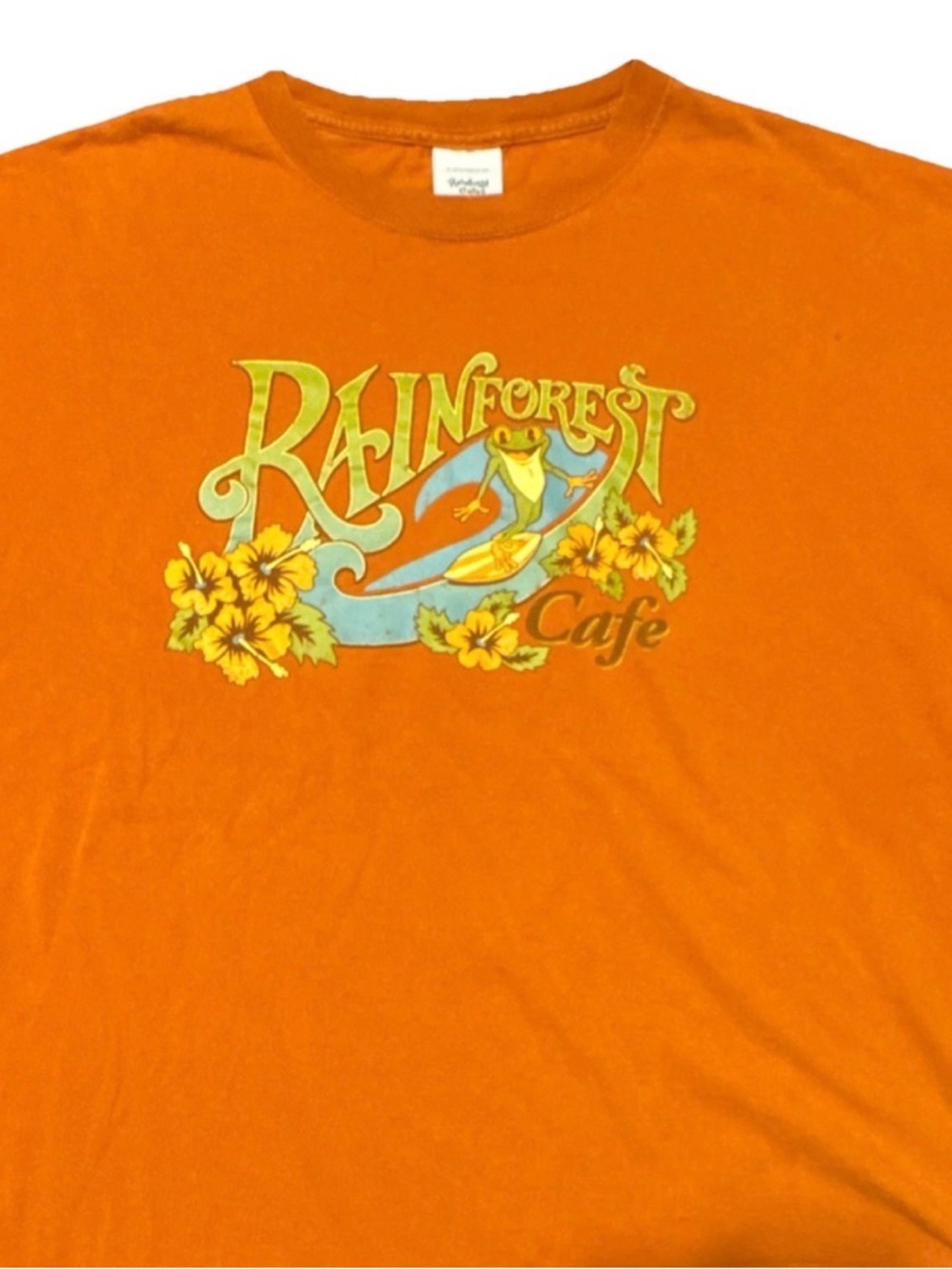 Vintage Rainforest Cafe Orange Logo Crewneck Tee - Adult XL